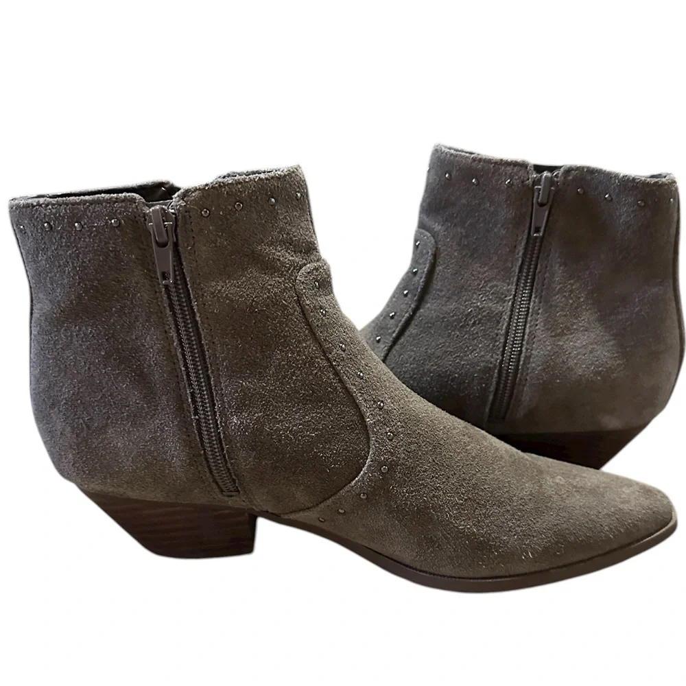 Marc Fisher Wanda Suede Studded Ankle Booties Gray Taupe Color  Size 8.5